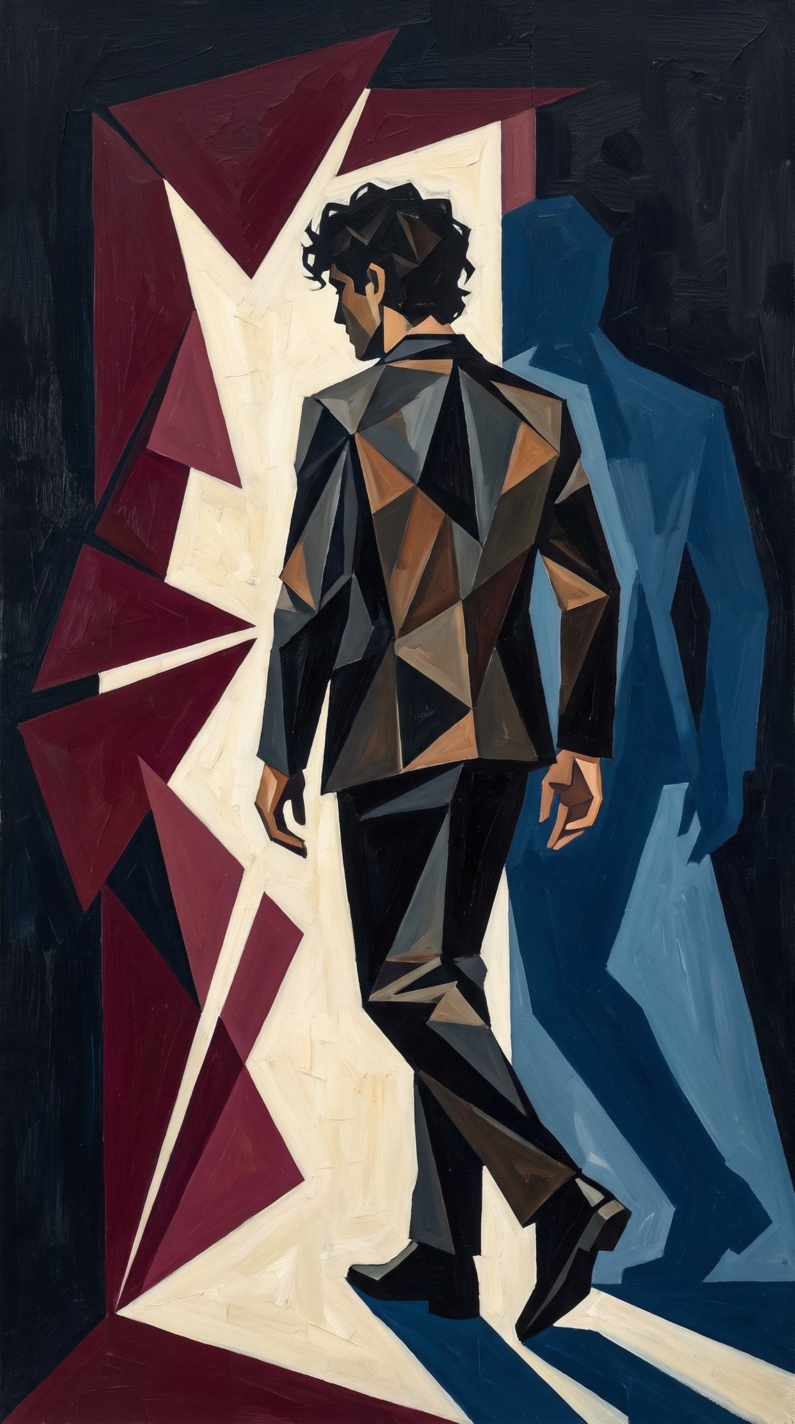 Cubist Silhouette Canvas Art - Dark Academia