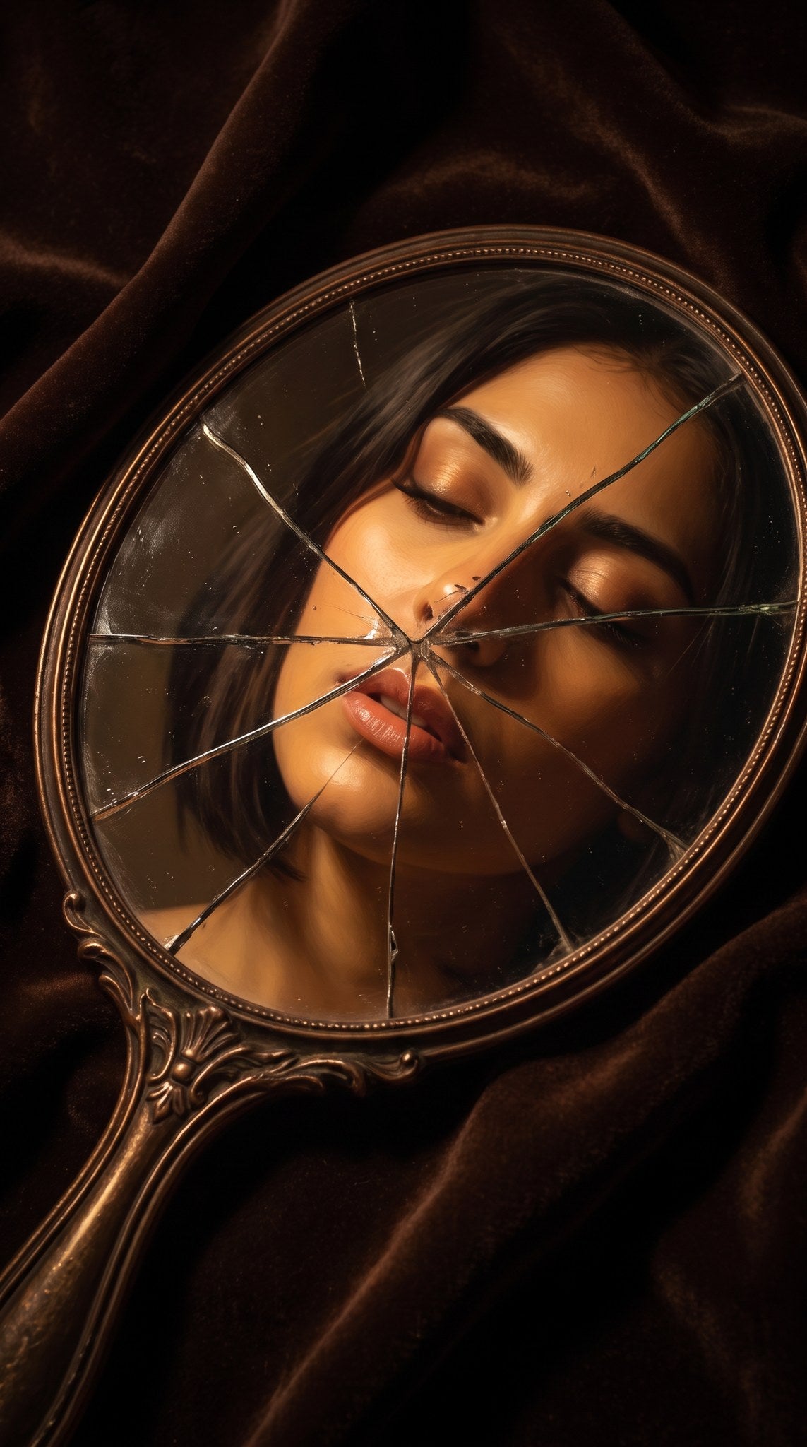 Shattered Mirror Portrait - Fractured Elegance