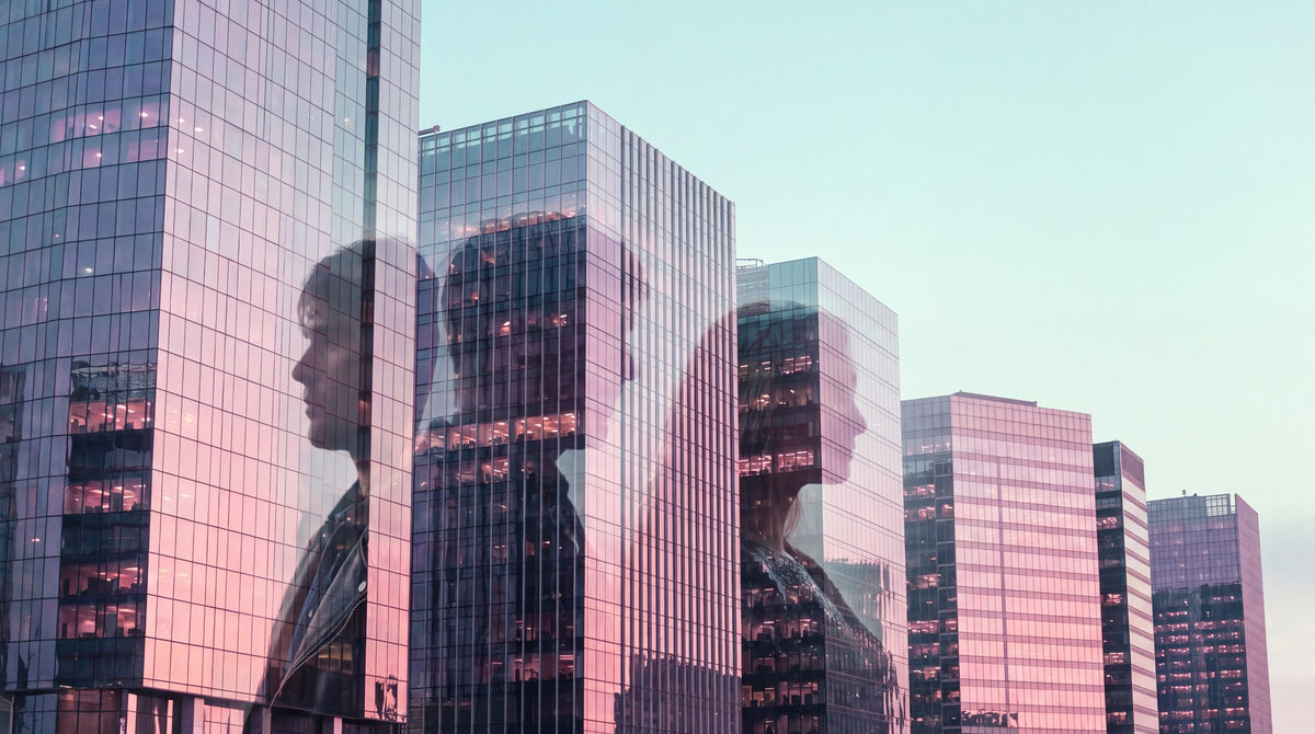 Urban Mirage Skyline Reflection Art