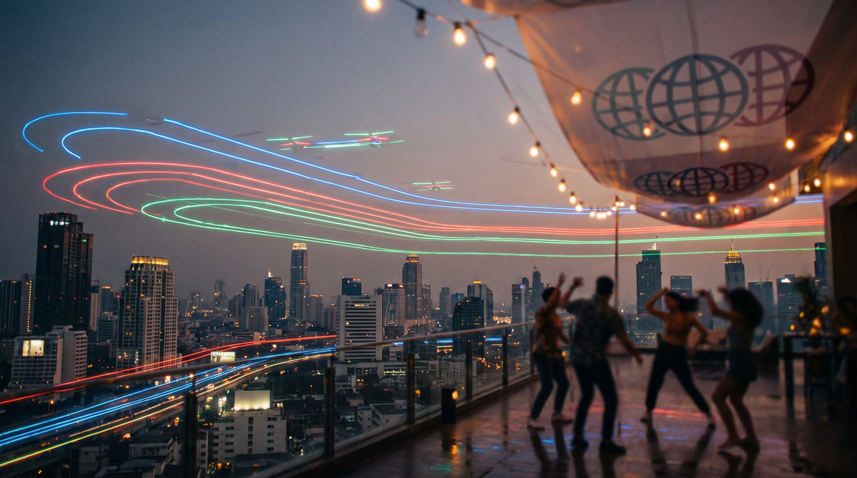 Midnight Rooftop Neon Art