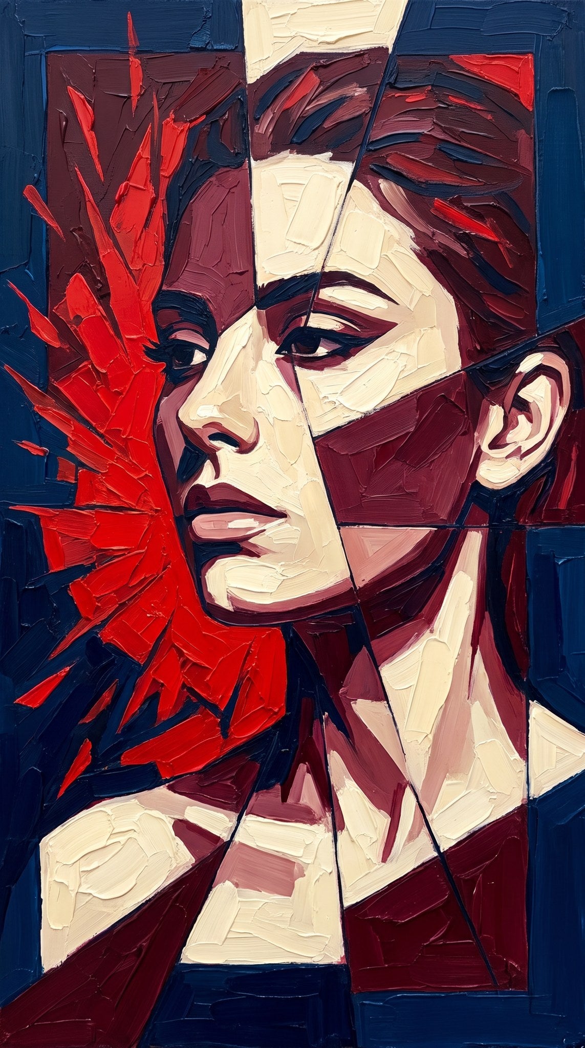 Crimson Prism Modern Portrait Art