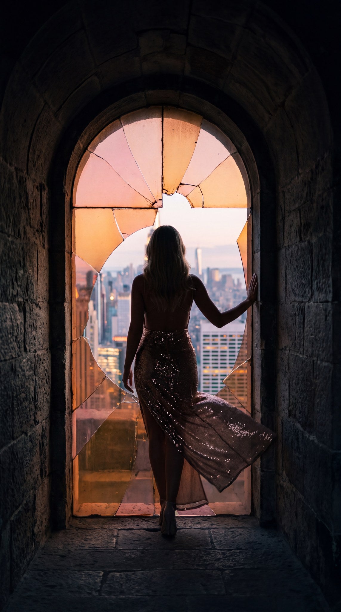 City Portal Silhouette - Gilded Twilight View