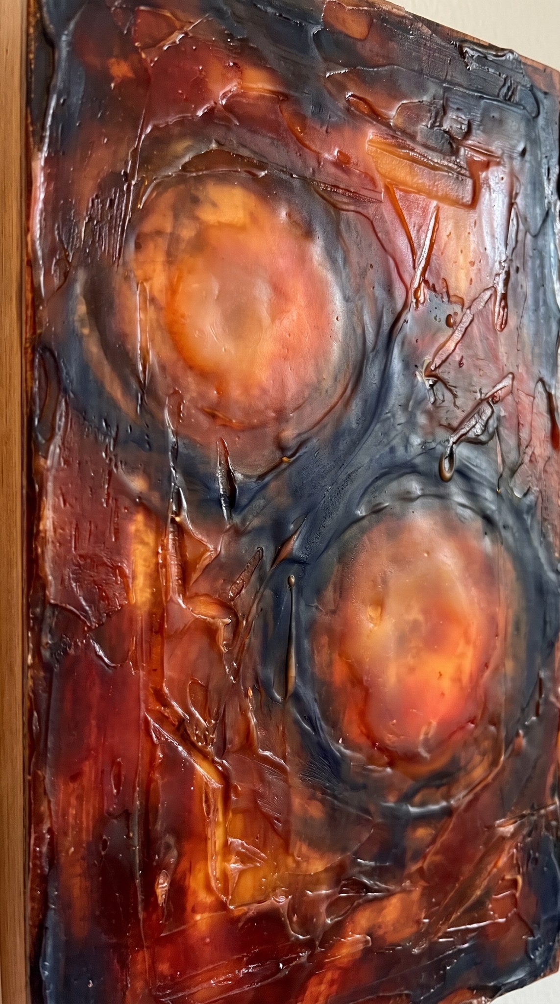 Molten Amber Encaustic Art Print - Moody Dark Academia