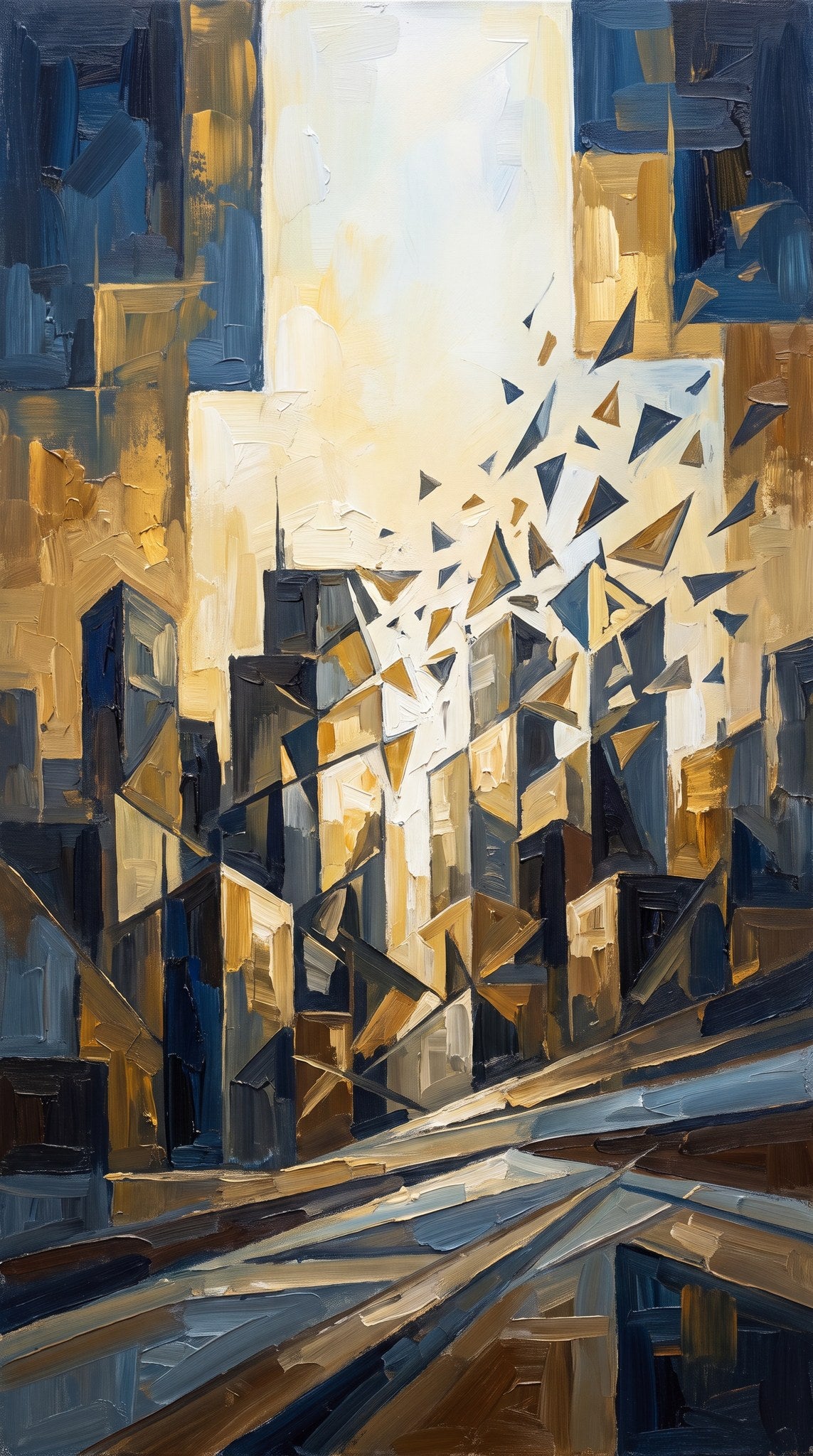 Fractured City Skyline Geometric Abstract Wall Art