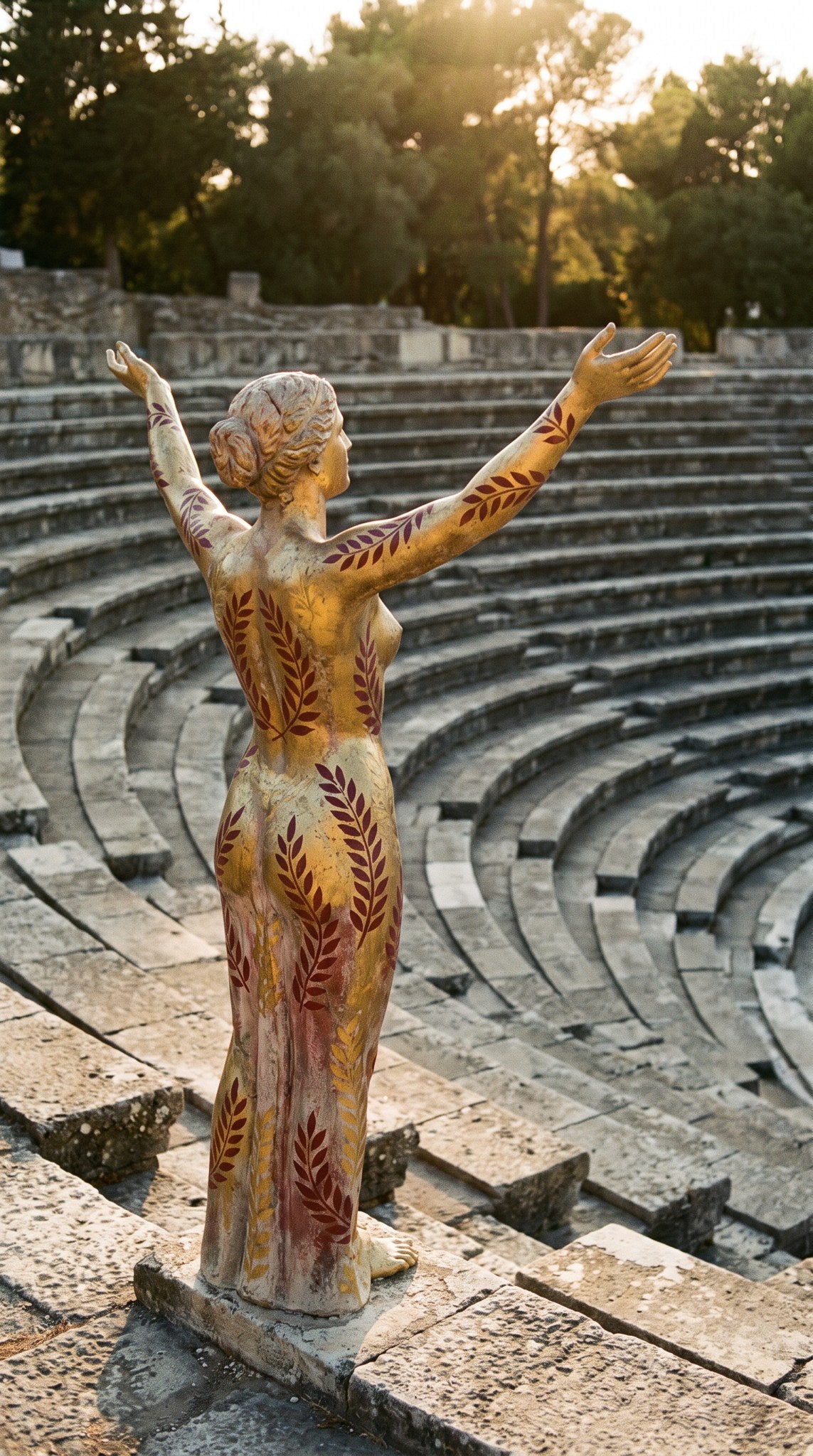 Golden Laurel Muse Classical Amphitheater Art
