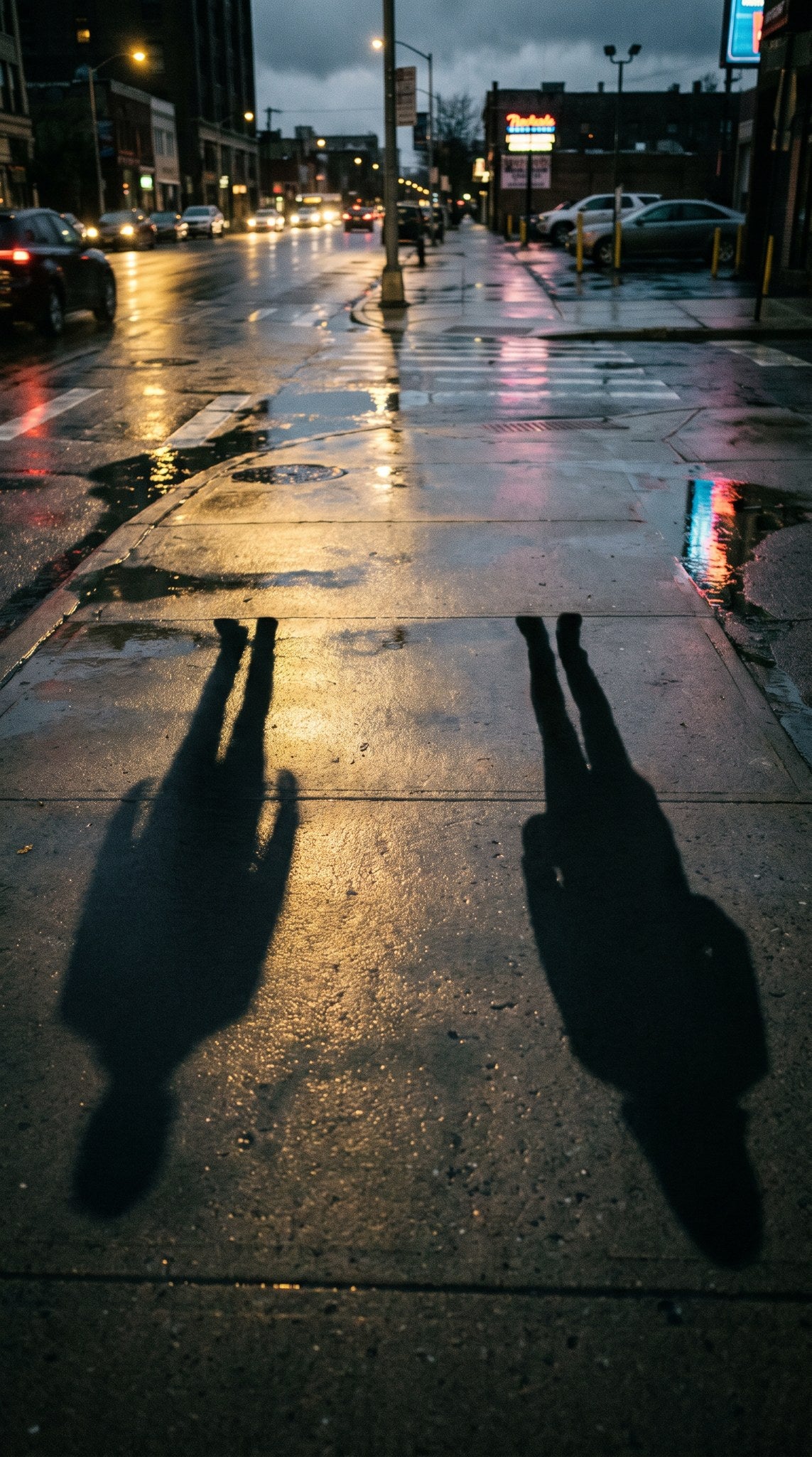 Rainy Night Shadows Street Art