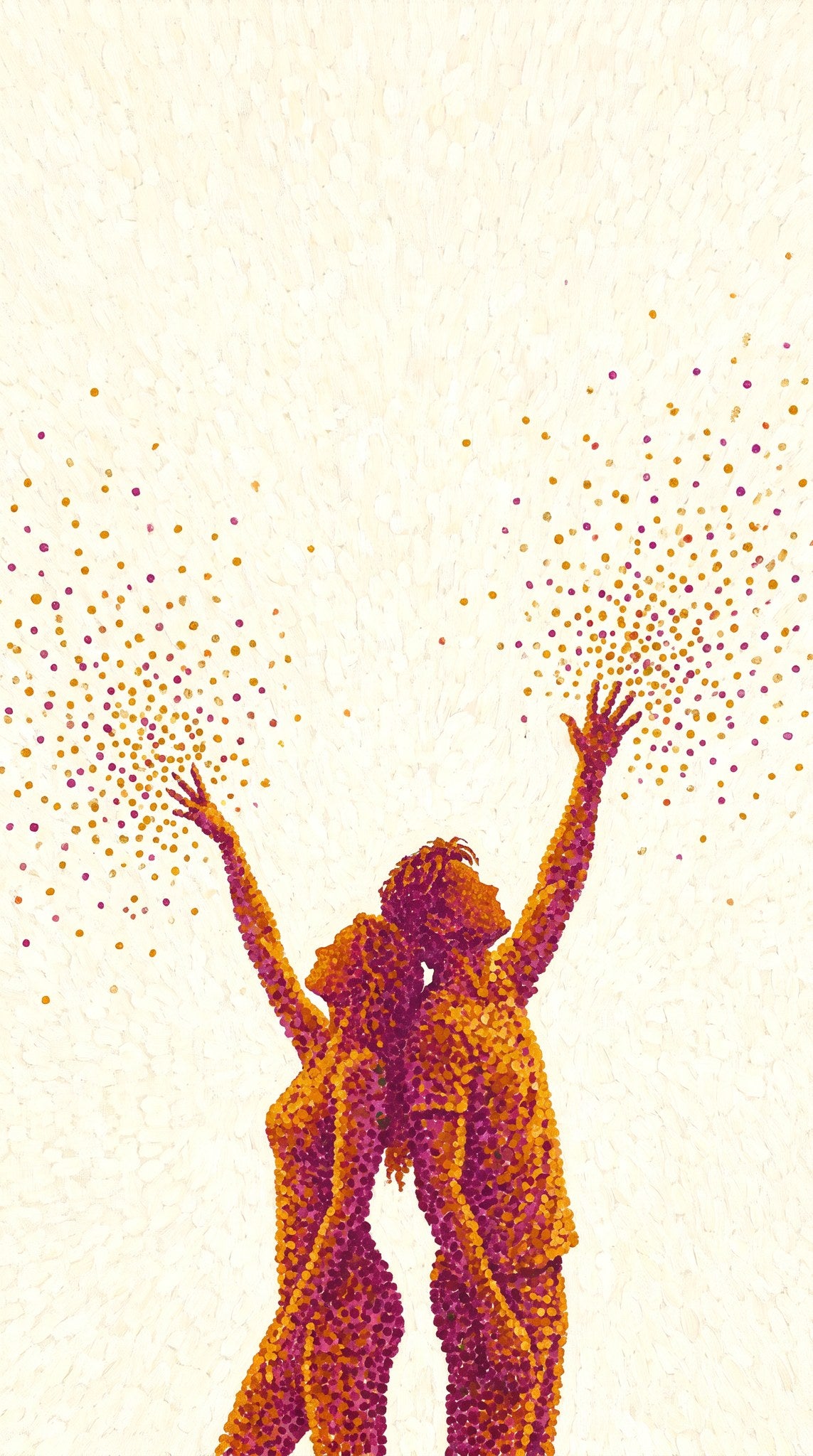 Golden Euphoria Pointillism Silhouette Art