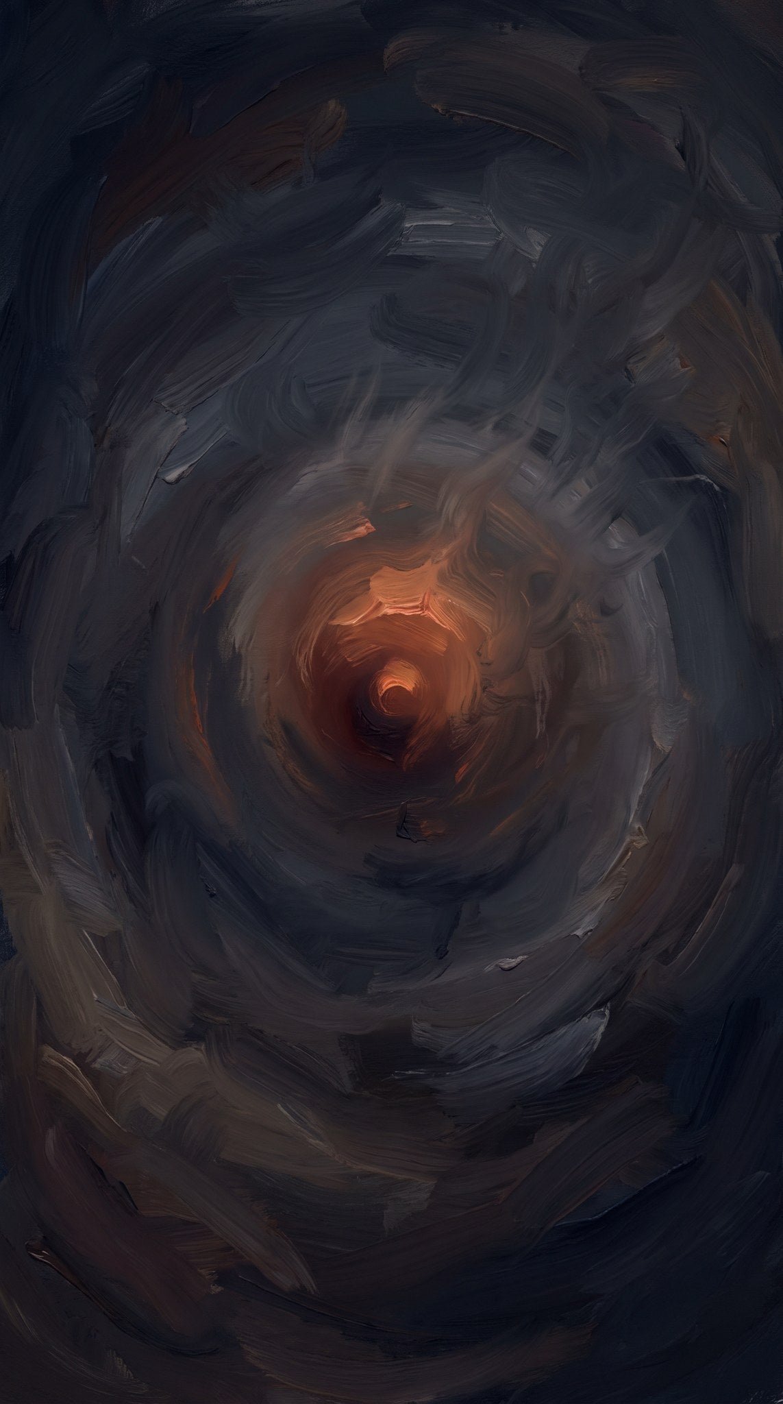 Abyssal Ember Swirl Abstract Art