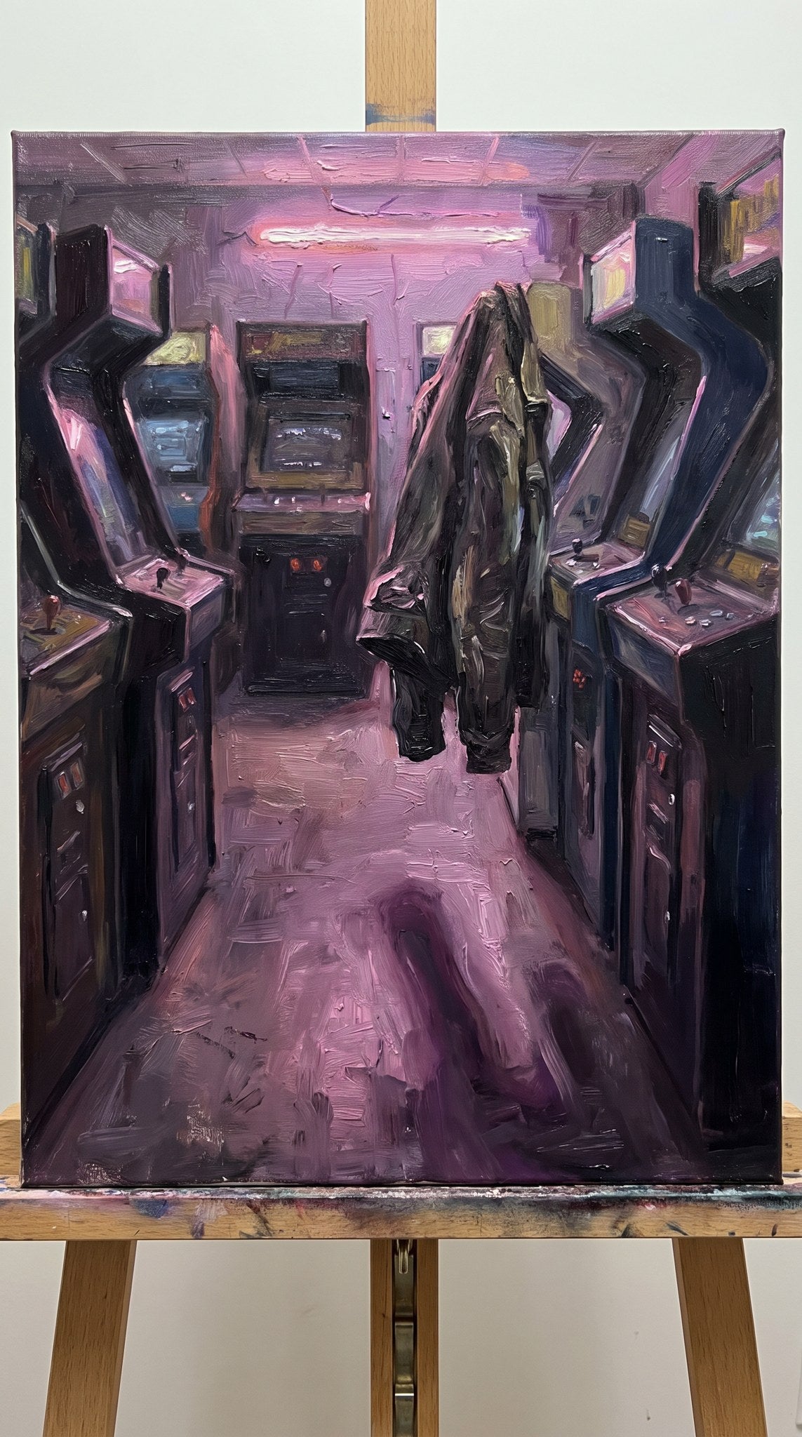 Neon Arcade Nights Oil Painting Art