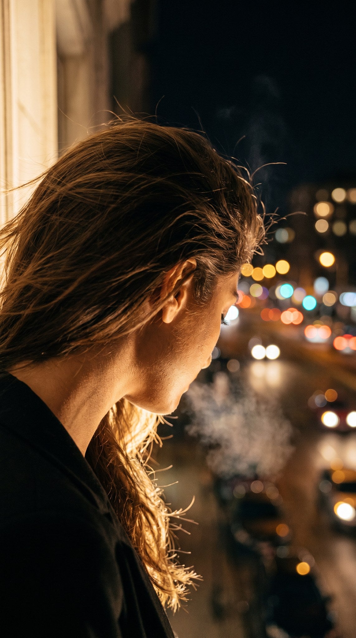 Midnight Balcony Gaze Urban Wall Art