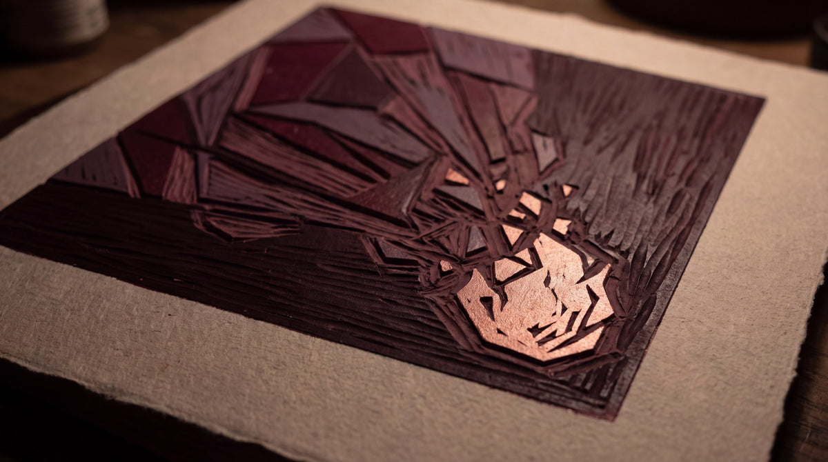 Carved Crystal Woodcut Print Art