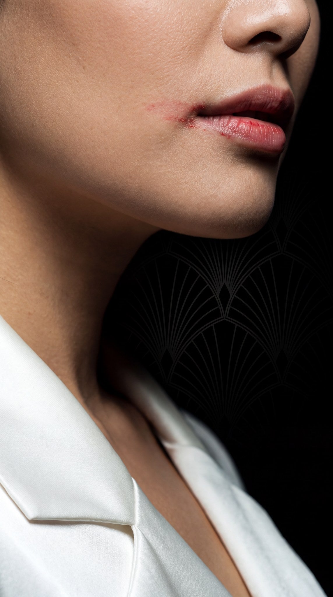 Crimson Edge Editorial Art Deco Portrait