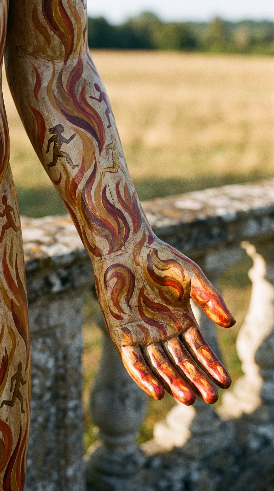 Elemental Fire Ritual Painted Totem Art
