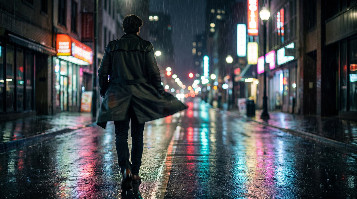 Midnight Stroll in the Rain Art Print