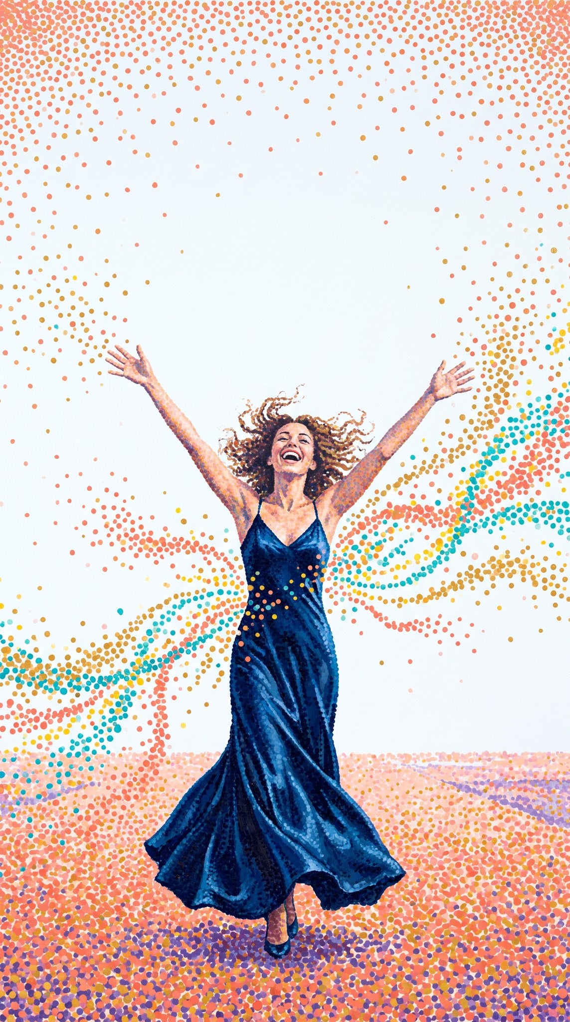 Radiant Joy Pointillist Woman Art