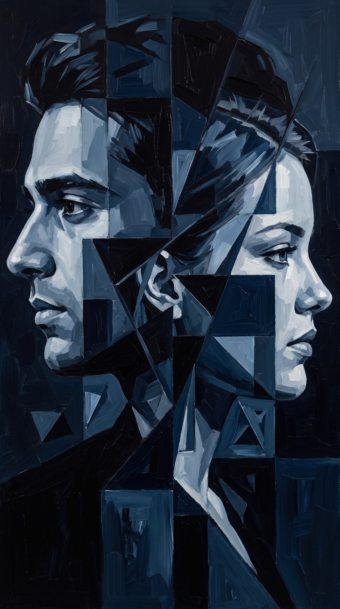 Fractured Gazes Dark Academia Cubist Art