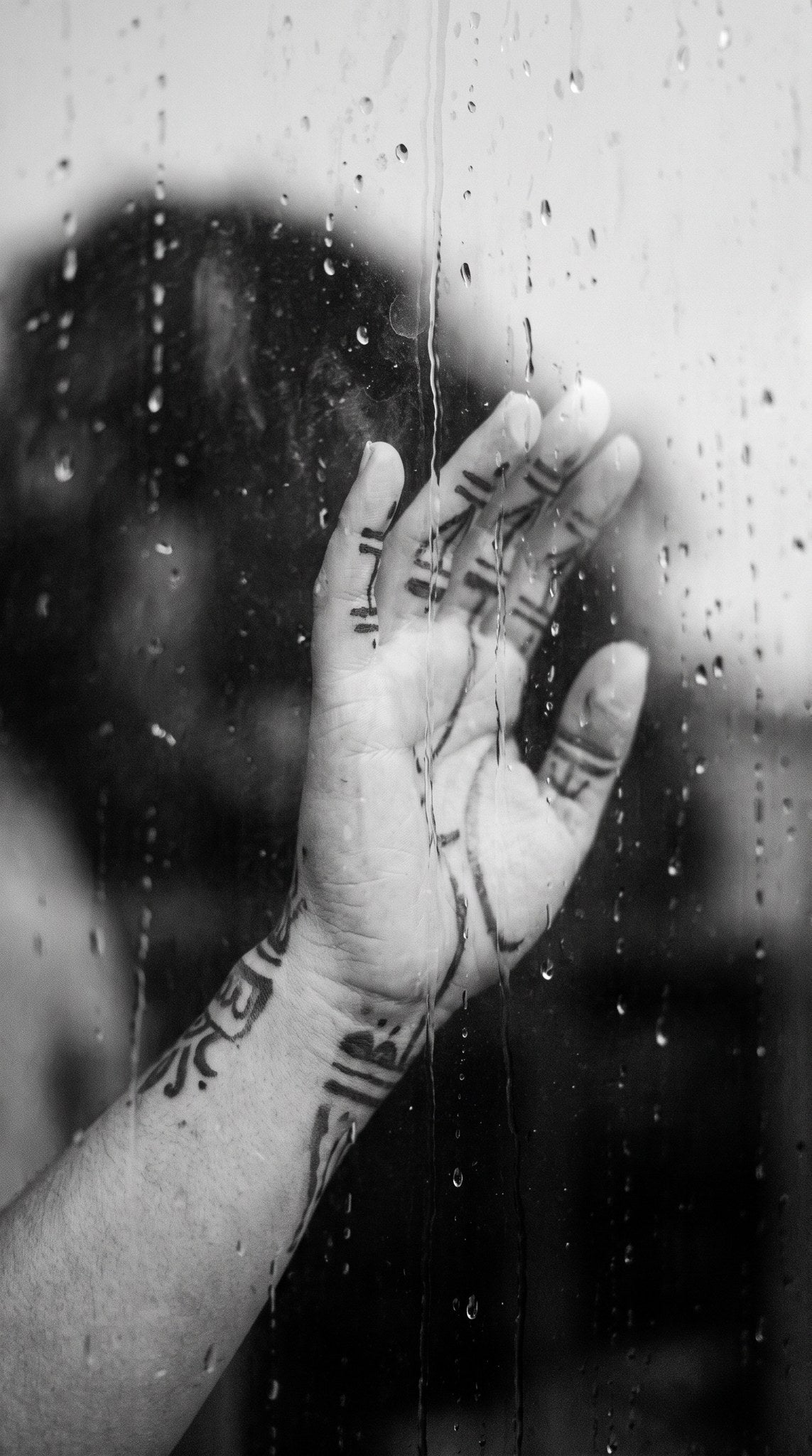 Melancholy Rain Black and White Art