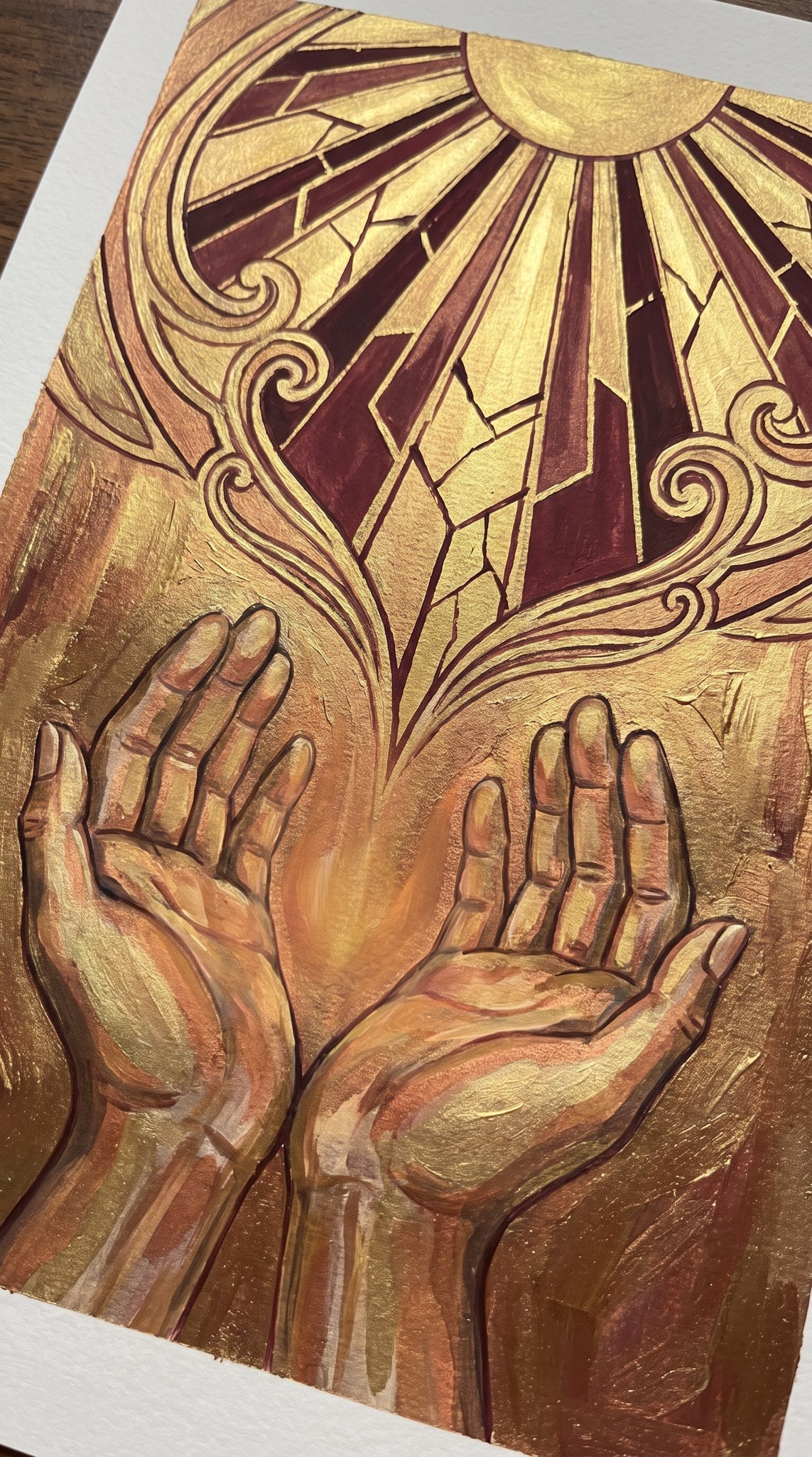 Solar Reverence Gilded Mystic Hands Art