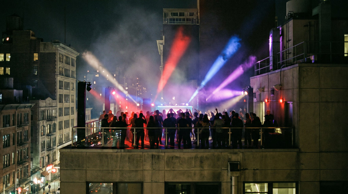 Midnight Skyline Rooftop Nightlife Art