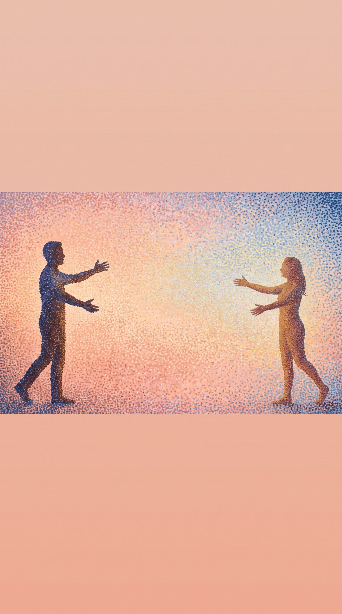Sunset Connection Pointillist Silhouette Art Print