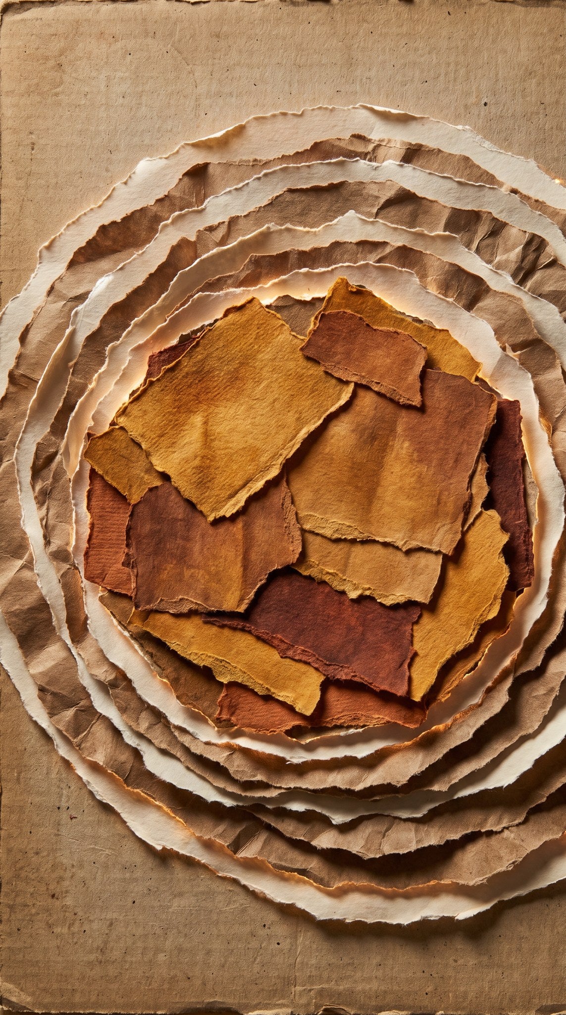Earthy Spirals Organic Torn Paper Art