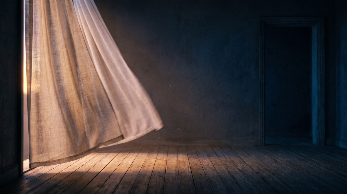 Cinematic Golden Hour Windy Curtain Art