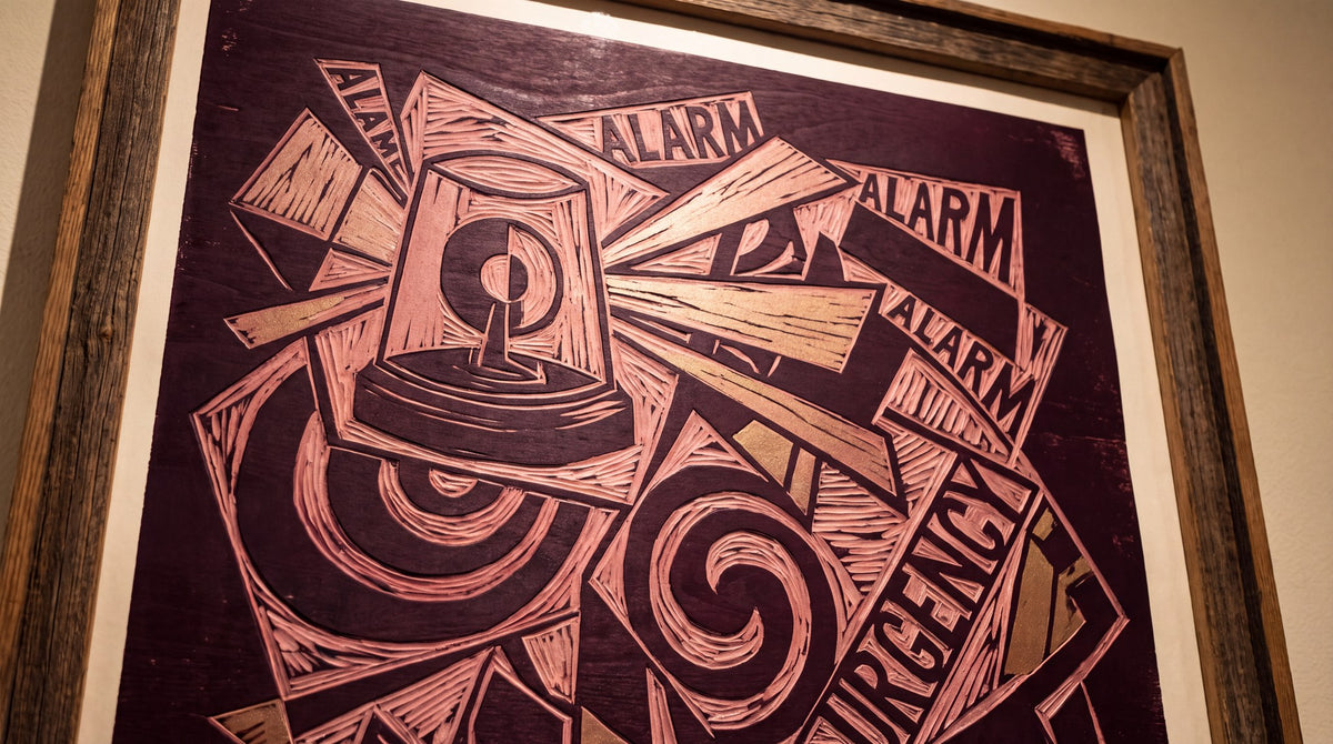 Alarm Urgency Relief Woodcut Art