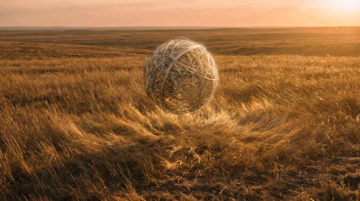 Golden Orb Horizon Art - Prairie Twilight