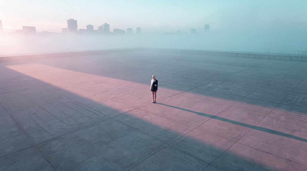 Solitary Dawn Rooftop Horizon Art