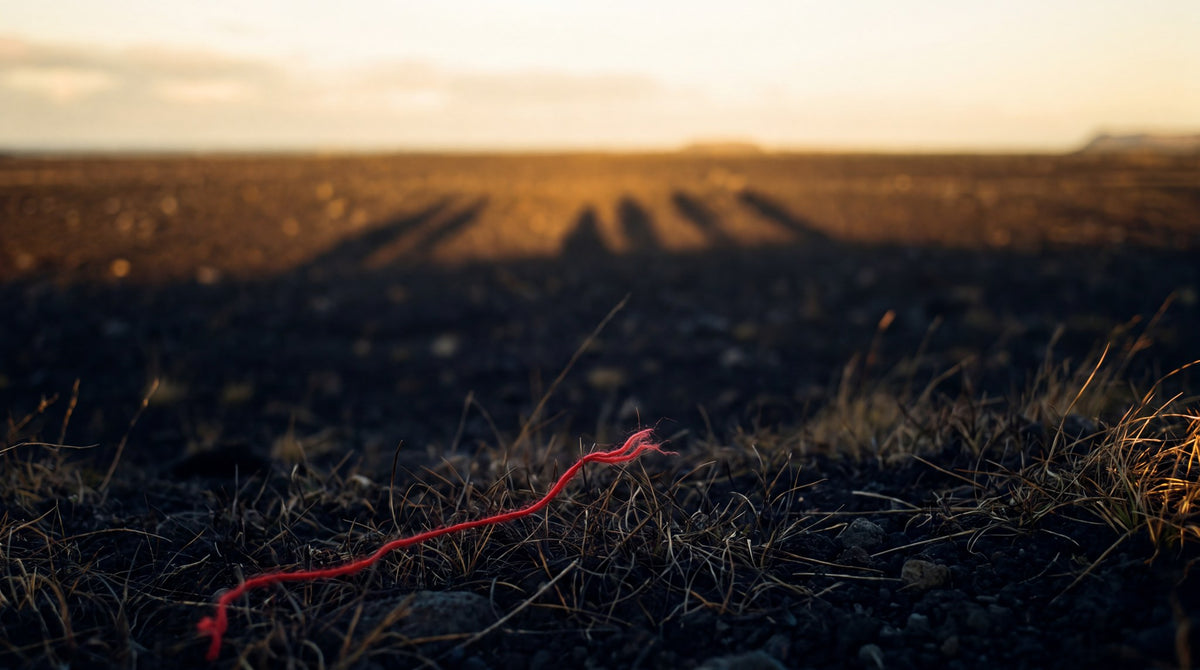 Red Thread Horizon - Poetic Landscape Art