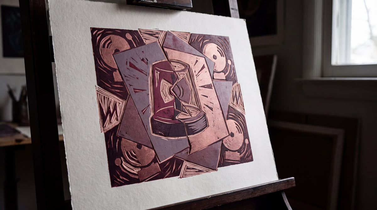 Metronome Echoes Linocut Art Print