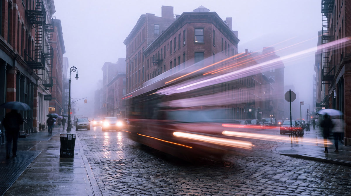 City Mist Motion Blur Cobblestone Street Art