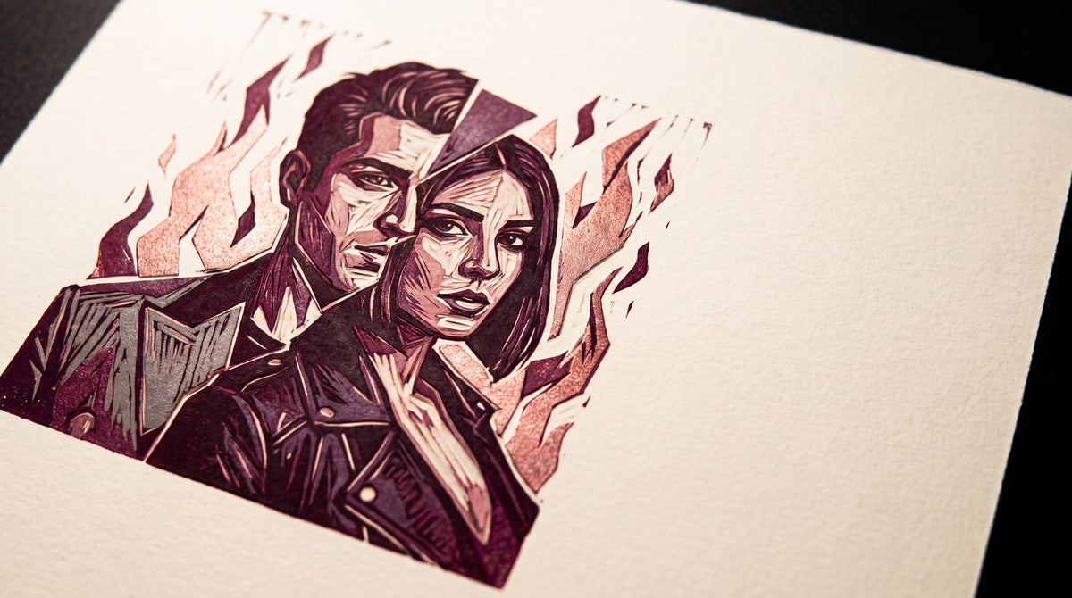 Noir Romance Linocut Duo Print
