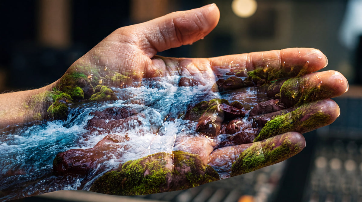 Surreal River in Hand Double Exposure Art