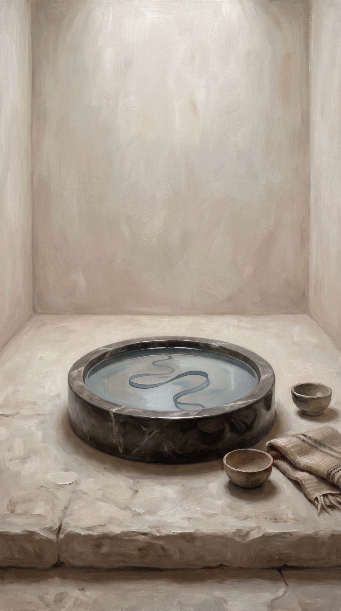 Wabi-Sabi Stone Basin Minimalist Art