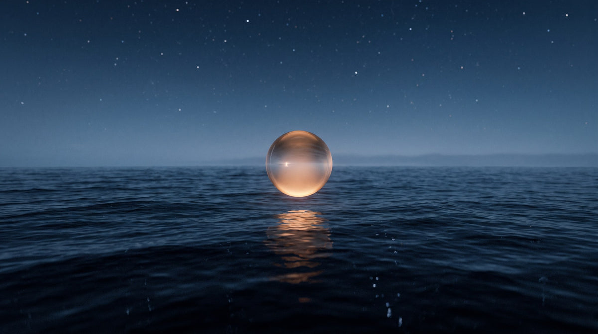 Luminous Orb Ocean Minimalist Aesthetic Art