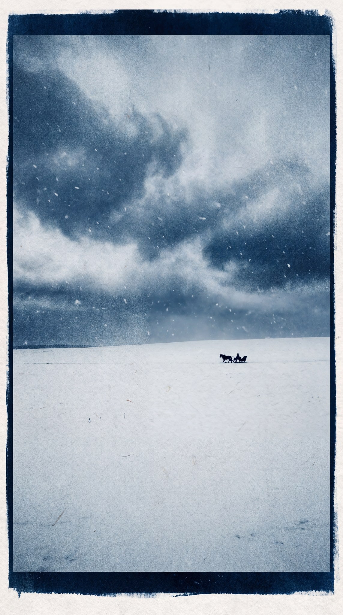 Winter Journey Solitude Cyanotype Art