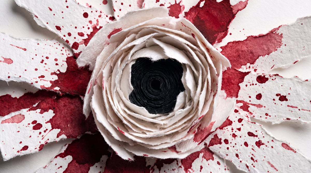 Crimson Bloom Paper Relief Art