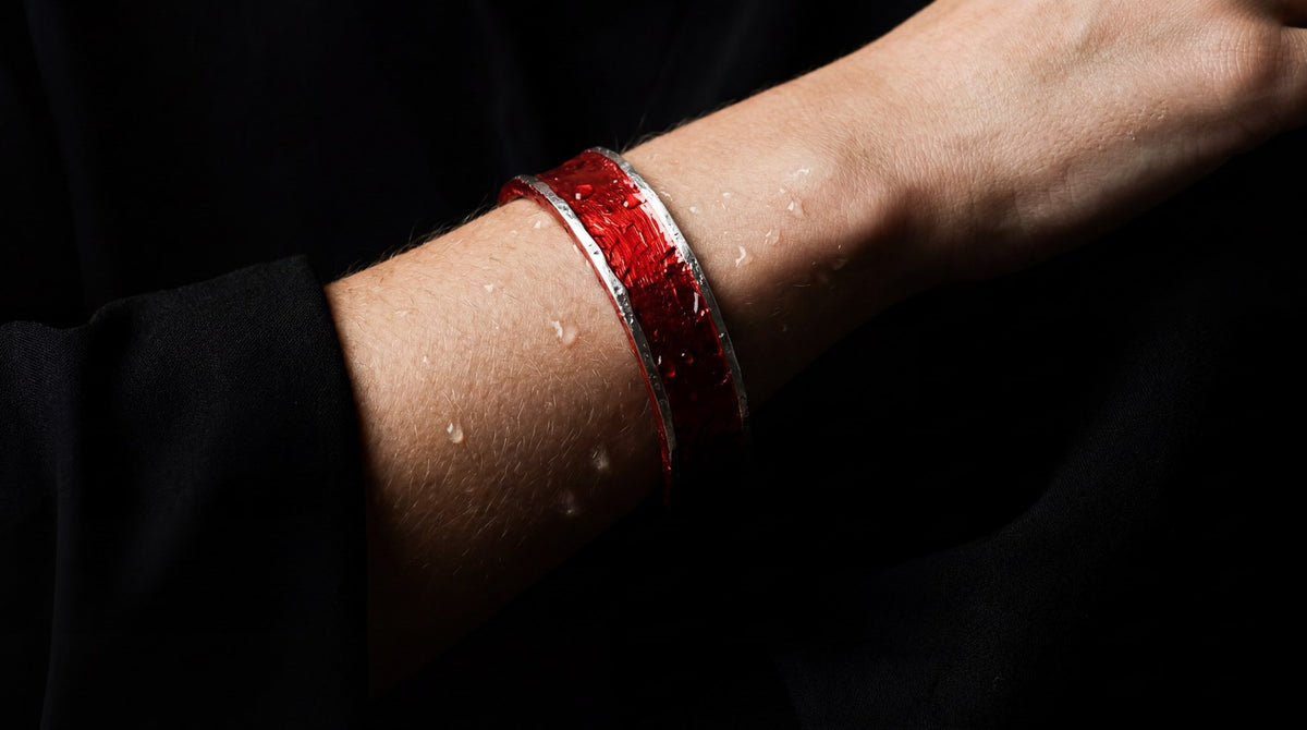 Crimson Enamel Cuff - Chiaroscuro Luxe