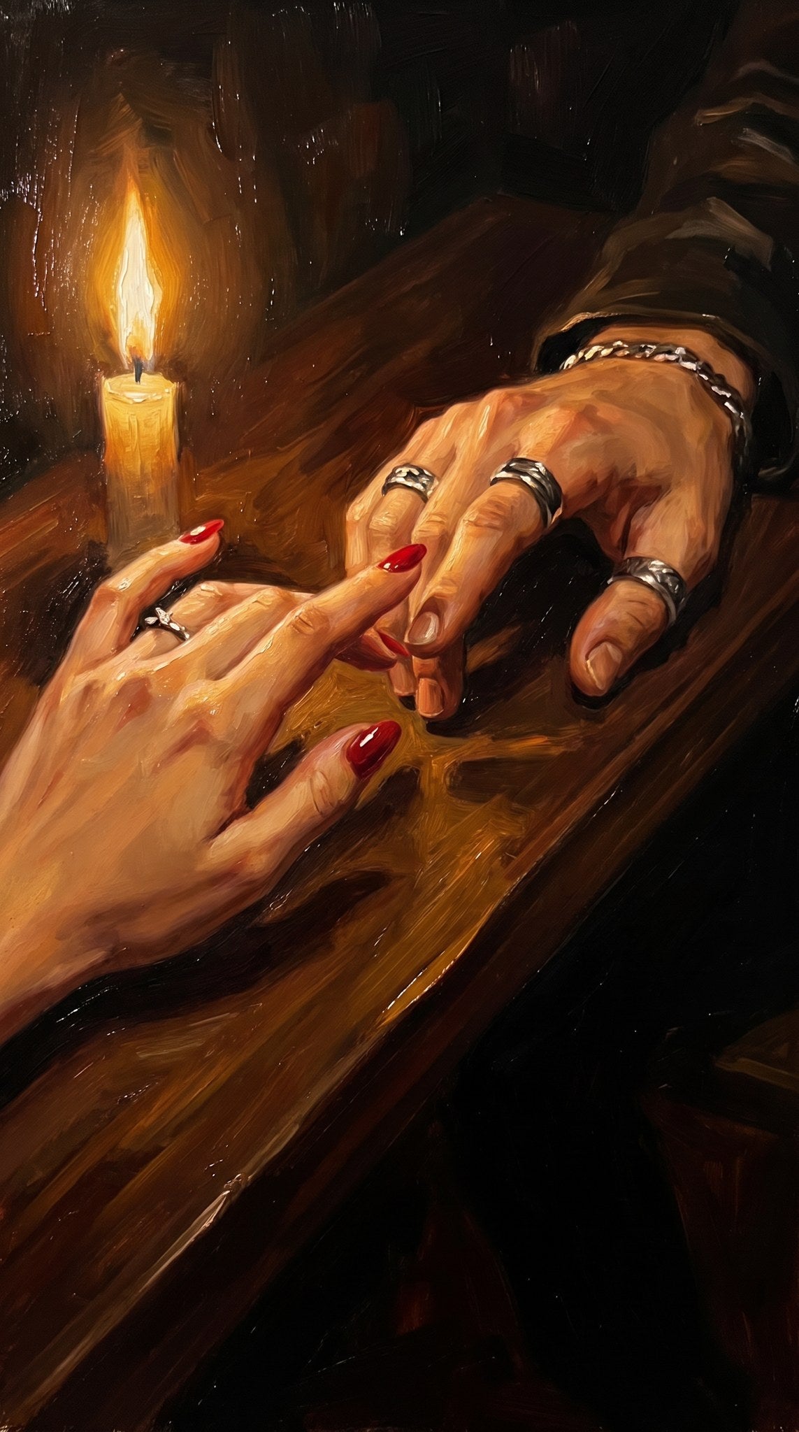 Candlelit Touch Dark Academia Art