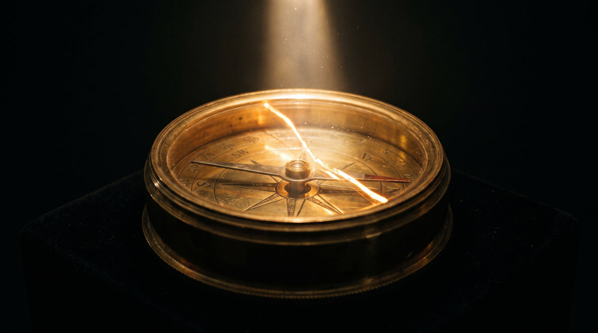 Vintage Brass Compass Art - Beam of Guidance