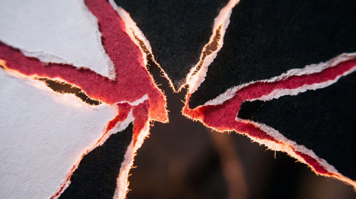 Crimson Edge Abstract - Deconstructed Paper