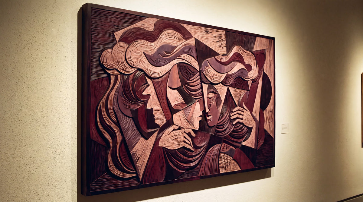 Faceted Touch Wood Relief Modern Wall Art