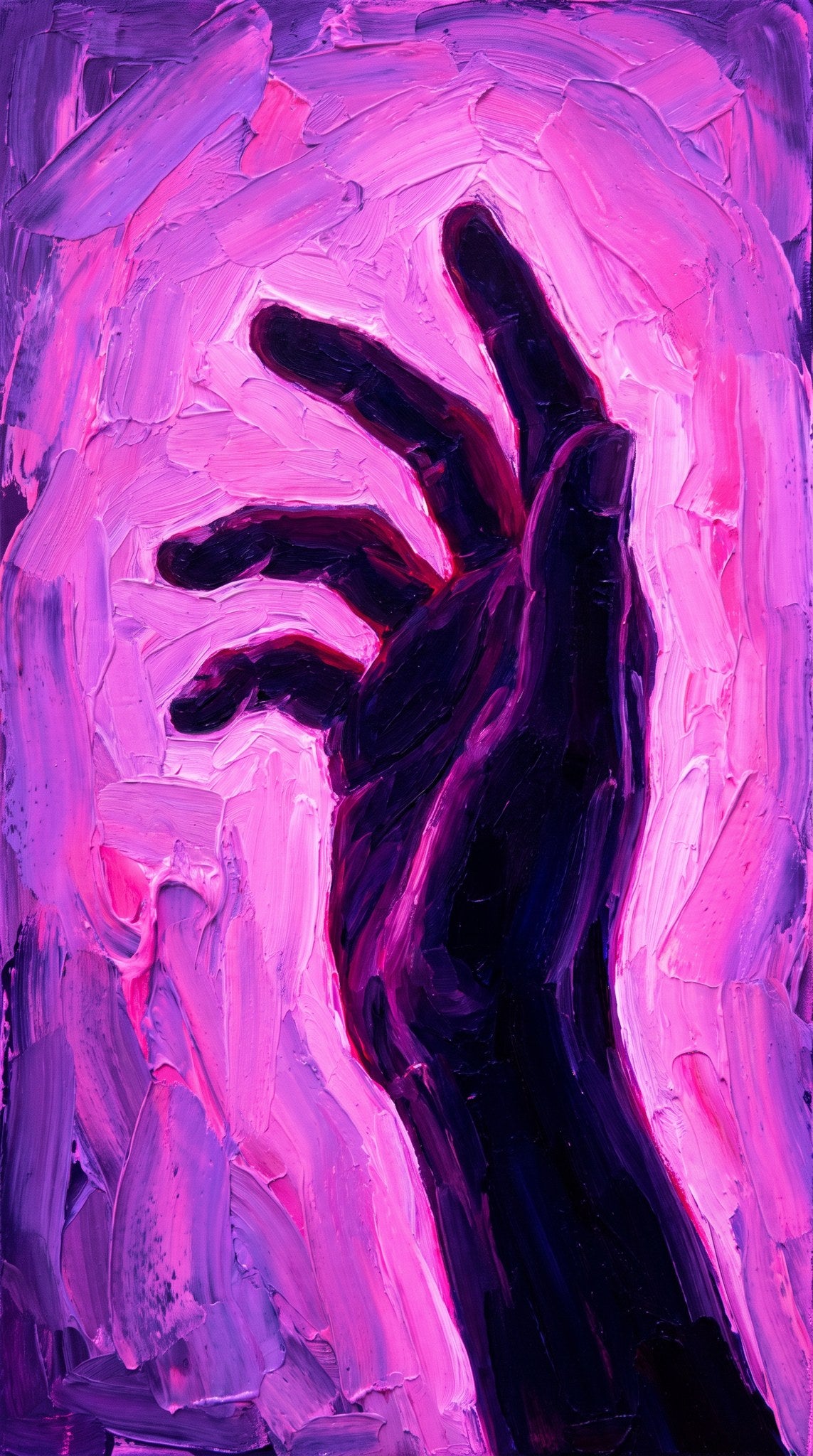Violet Reach Impasto Oil Painting Art
