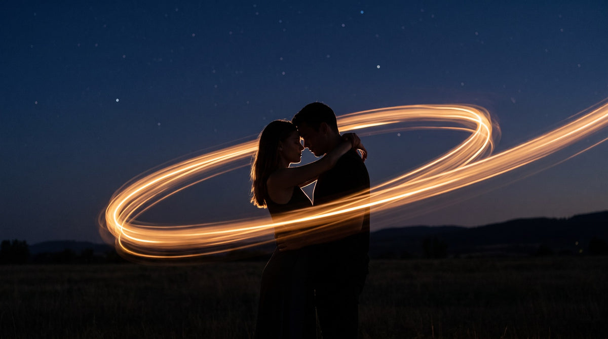 Midnight Halos Romantic Couple Wall Art