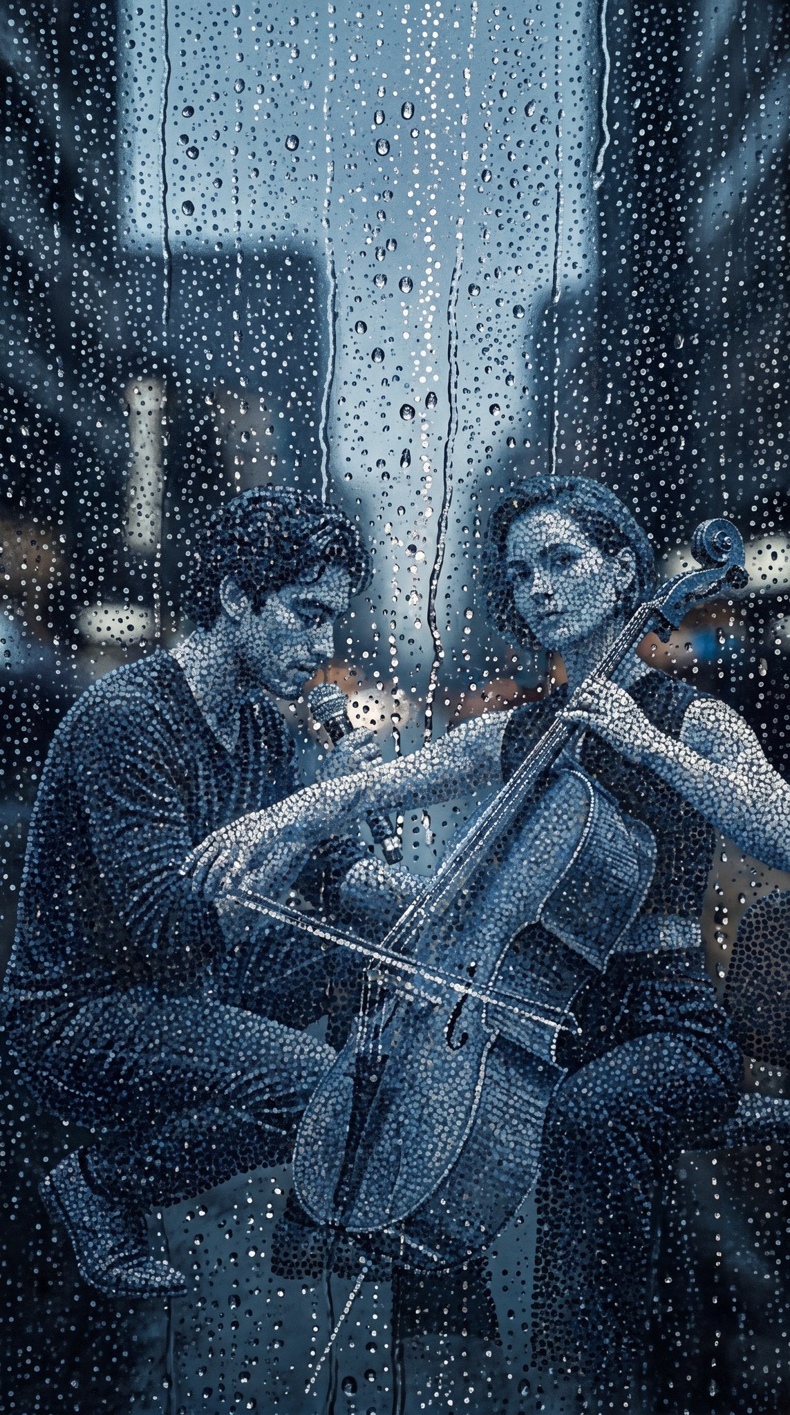 Rainy Melody Pointillism Art