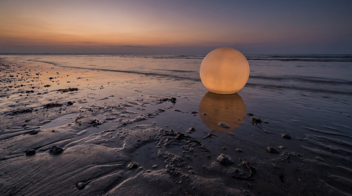 Luminous Orb at Twilight Coast Minimalist Art