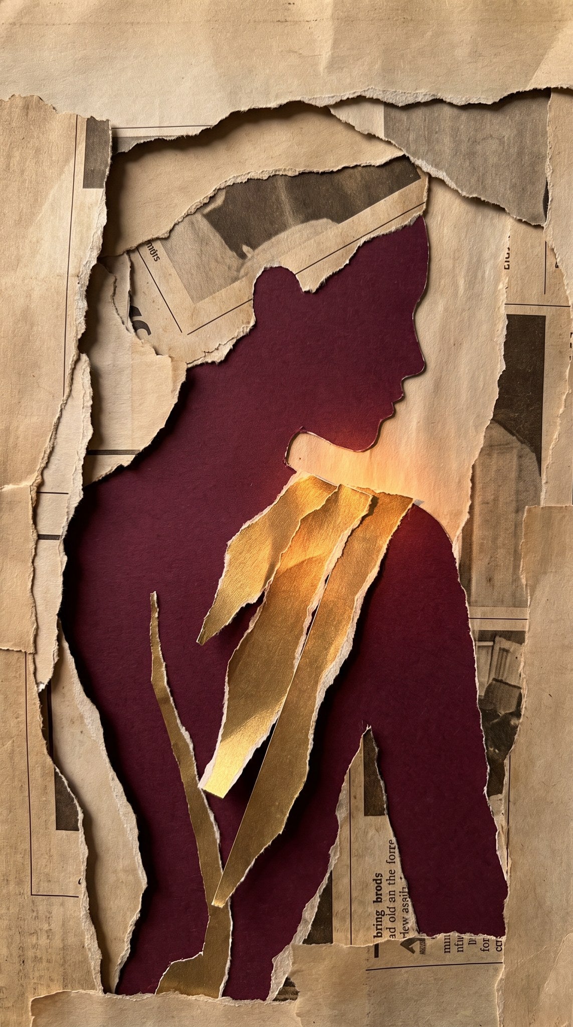Torn Newspaper Silhouette Art - Literary Whispers