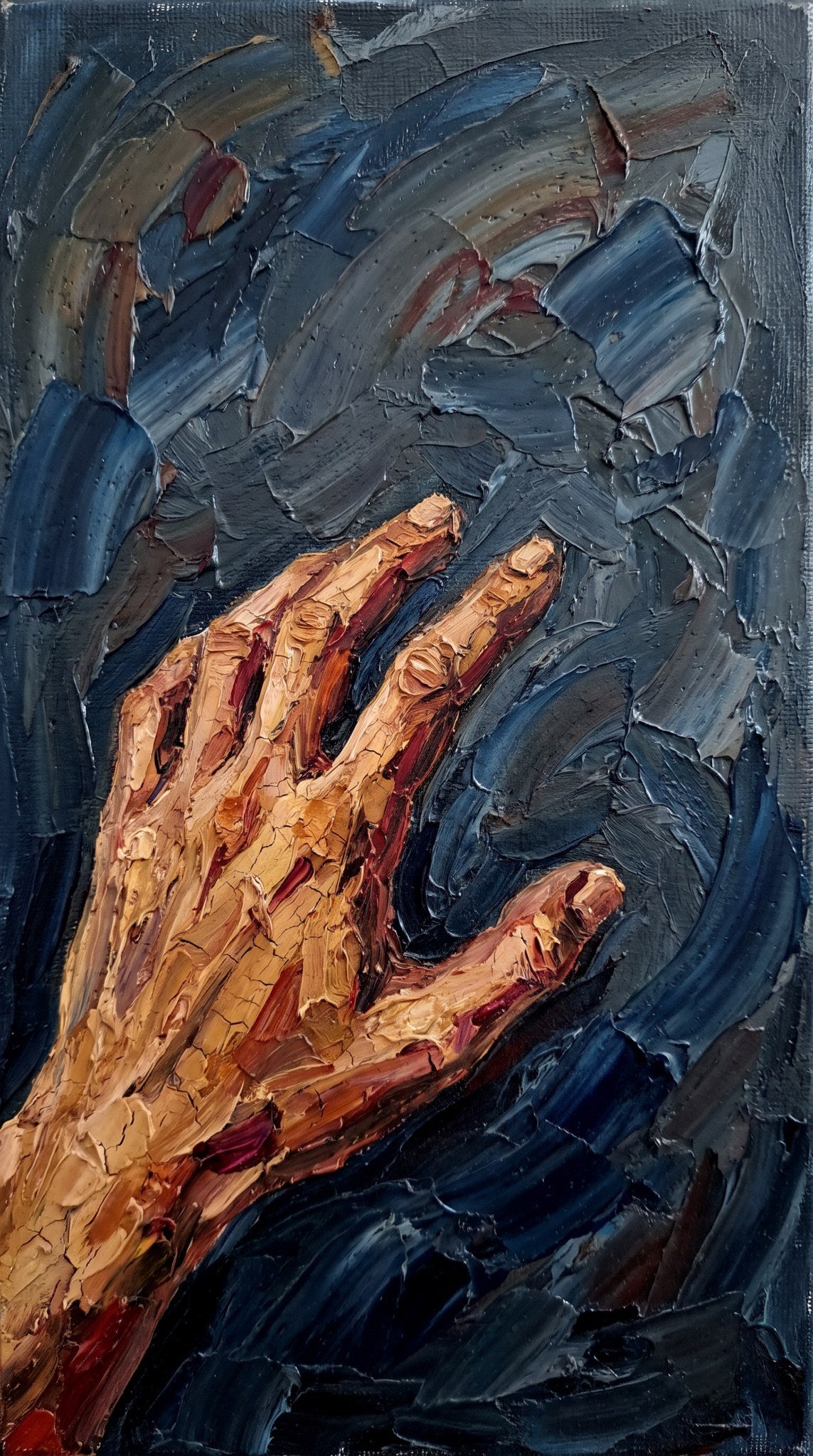 Expressive Hand Study Impasto Oil Art