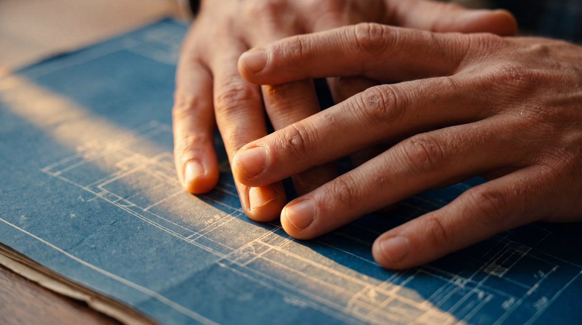 Architectural Hands Blueprint Art